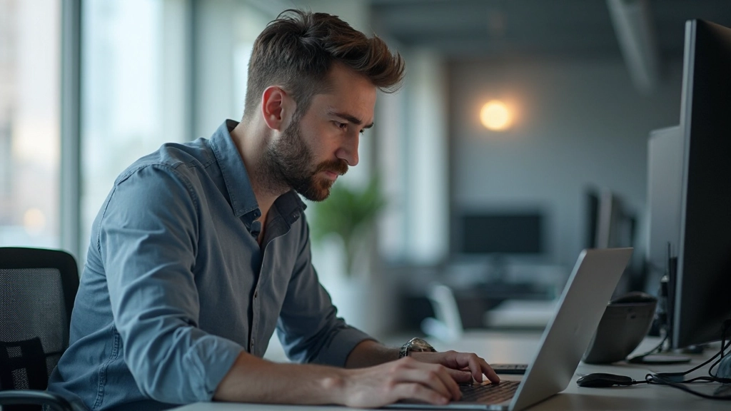 Инженер проверяет технические параметры оптимизации веб-сайта на компьютере