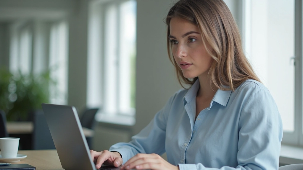 Аналитик изучает данные рекламной кампании на компьютере в офисе