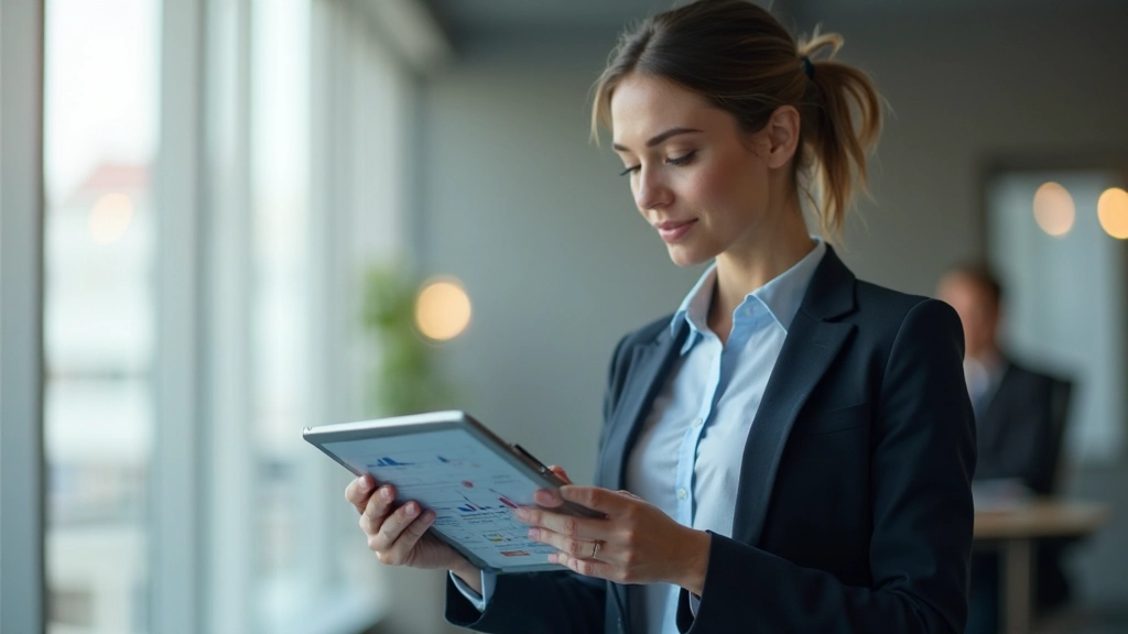 Специалист по маркетингу анализирует результаты кампании на планшете с графиками конверсии